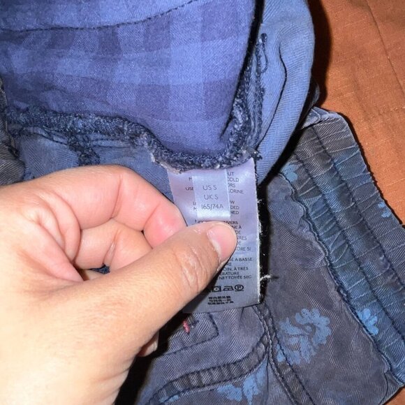 Anthropologie S Blue Cargo Jogger Pants Sz Small Floral Print Drawstring Waist W - Picture 9 of 10